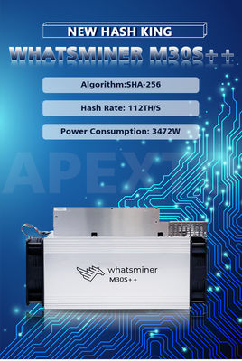 HDMI ইনপুট 3472W Asic Whatsminer M30S+ BTC বিটকয়েন মাইনার